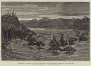 General Sir Evelyn Wood, reconhecendo os 15º hussardos do outro lado do Rio Buffalo