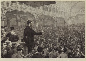 Demonstração Liberal em Manchester, Lord Hartington dirigindo-se ao Encontro no Palácio dos Jardins de Pomona