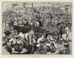 Lord Kitchener&39;s Carriage passando por Constitution Hill a caminho do Palácio de St. James