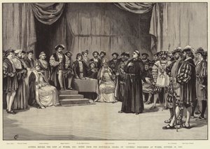 Lutero antes da Dieta de Worms, 1521, Cena do Drama Histórico de Lutero, realizada em Worms, 30 de outubro de 1883