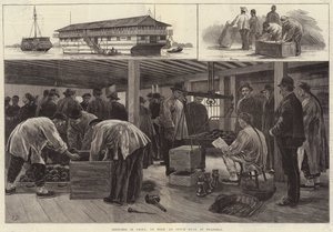 Esboços na China, a bordo de um Opium Hulk em Xangai
