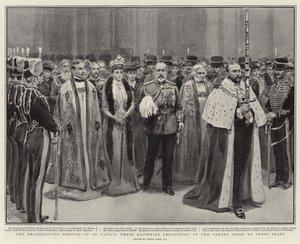 O Serviço de Ação de Graças em São Paulo, Suas Majestades, subindo o Corredor Central até seus assentos