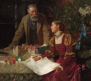 Os construtores de casas, 1880 de Frank Dicksee