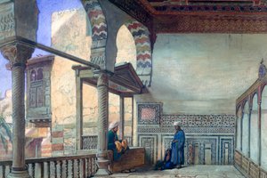 Loggia, Recepção de verão, Memlook Radnau Beys House, Cairo, 1870 de Frank Dillon