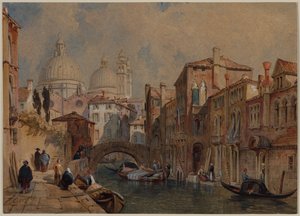 Vista de Veneza: A Cúpula de Santa Maria della Salute vista da parte traseira do Palácio Da Mula, olhando para o leste