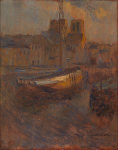 Navios em Anchor, Cherbourg no. II, s.d. de Frank Edwin Scott