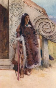 Nova Zelândia: Uma chefe Maori (litografia a cores)