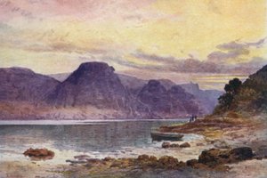 Nova Zelândia: Baía de Okahumoko, Whangaroa (litografia a cores)