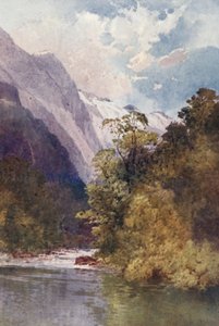 Nova Zelândia: On the Clinton River (litografia a cores) de Frank H Wright