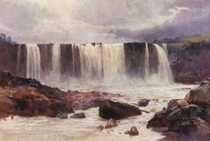 Nova Zelândia: Cataratas de Wairua (litografia a cores)