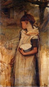 Rapariga com Flores (óleo sobre tela) de Frank Holl