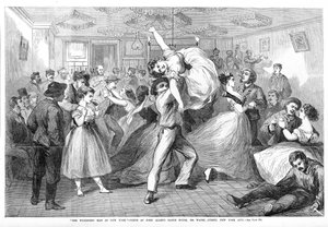 The Wickedest Man, em Nova York, cena de John Allans Dance House, 304 Water Street, Nova York, de Frank Leslies Illustrated Newspaper, 1868