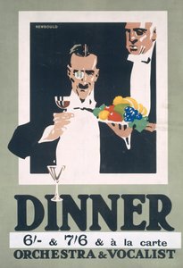 Anúncio para Jantar e Orquestra e Vocalista (cor litho)