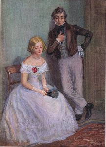 "Tenho a certeza de que não sei o que quer dizer, Sr. Swiveller", disse Miss Sophy com os olhos baixos , c.1920 (litografia a cores) de Frank Reynolds