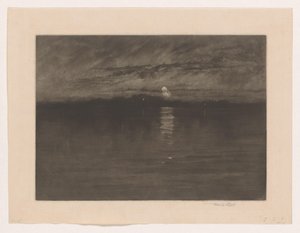 Paisagem noturna com lago Quando a lua cansada estava minguando, Dort de Frank Short (signed by artist)