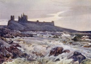 Castelo de Dunstanburgh (cor litho) de Frank Southgate