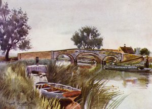 Norfolk Broads: Ponte de Acle (cor litho) de Frank Southgate