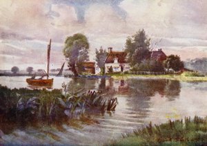 Norfolk Broads: Caravana (cor litho) de Frank Southgate