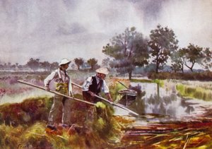 Norfolk Broads: Marshmen Weed-Lifting de Frank Southgate