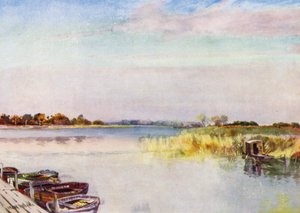 Norfolk Broads: Ormesby Broad, Outono (cor litho) de Frank Southgate