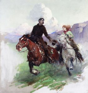 Cavalgando forte com dois atiradores