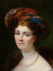 Detalhe do retrato de Josefina Victoire Meslier-Duvey (óleo sobre tela) de François-Joseph Kinsoen