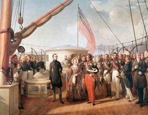Entrevista entre Victoria, Rainha de Inglaterra e Louis-Philipp, Rei de França, a bordo do iate Victoria and Albert, ao largo de Treport, 2 de Setembro de 1843 (Pinturas Detalhadas