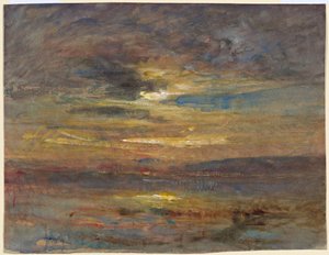 Pôr do sol sobre uma lagoa de François Auguste Ravier