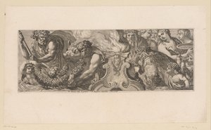 Cena mitológica com deuses em adoração ao redor de um altar na água Figuras mitológicas à beira da água (título da série) de François Bignon