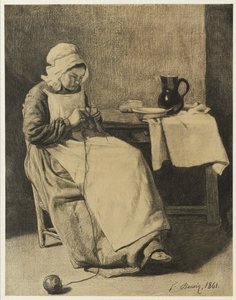 Servo de tricô, 1861 de François Bonvin