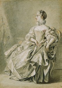 Uma jovem sentada de perfil à esquerda, de François Boucher