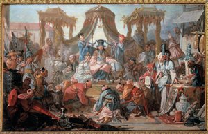 Audiência do Imperador da China Os súditos se prostram diante do imperador. Quadro de François Boucher de François Boucher
