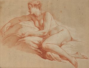 Boucher - Mulher nua reclinada virada para a esquerda de François Boucher