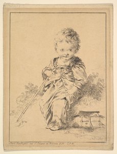 Criança segurando funcionários, do século 18. de François Boucher