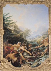 Caça ao crocodilo (óleo sobre tela) de François Boucher