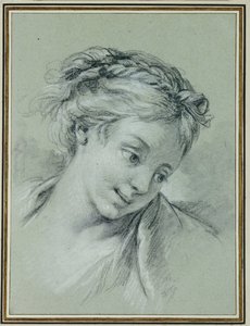 Cabeça de uma menina olhando para a direita de François Boucher