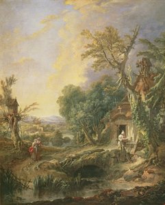 Paisagem com um eremita, 1742 de François Boucher