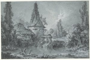 Paisagem com uma torre, perto de Beauvais de François Boucher