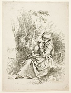 Mulher camponesa com um jarro de François Boucher