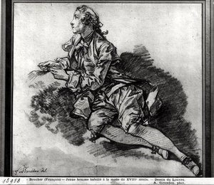 Estudo de um jovem (giz vermelho sobre papel) de François Boucher