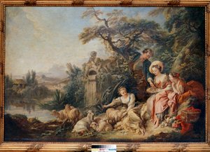 O Ninho ou Presentes do Pastor Pintura de François Boucher (1703-1770) de François Boucher