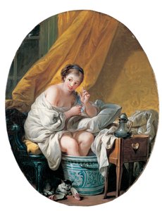 Jovem mulher tomando um banho de pé, 1766 de François Boucher