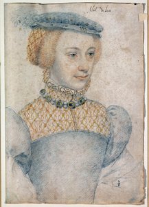 Retrato de Anne de Pisseleu, esposa de Louis de Coesmes, Senhor de Lucé (1520 -? ). Desenho com pedra negra e sangue de François Clouet (1515-1572) de François Clouet