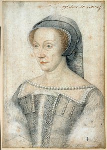 Retrato de Diane de Poitiers, Duquesa de Valentinois (1499 - 1566). Desenho com pedra negra e sangue de François Clouet (1515-1572) de François Clouet
