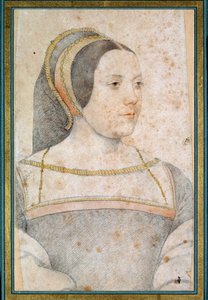 Retrato de Judite de Assigny, esposa de Jean de Crequi, senhor de Cannaples (1502 - 1558). Desenho com pedra negra e sangue de François Clouet (1515-1572) de François Clouet