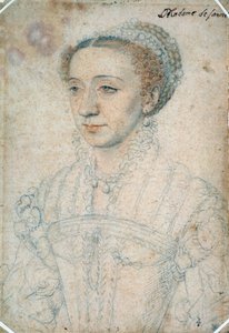 Retrato de Marguerite de France, filha de François I, Duquesa de Savoy (1523 - 1574). Desenho com pedra negra e sangue de François Clouet (1515-1572) de François Clouet