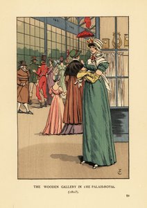 Mulher na moda fazendo compras na Galeria Wooden no Palais Royal, Paris de François Courboin