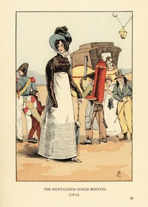 Mulher à espera de um treinador de palco. A reunião de treinadores de Saint-Cloud de François Courboin