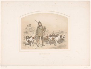 Caçador com dez cães de caça La promenade (título no objeto)