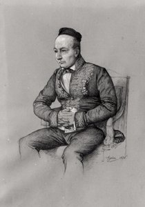 Retrato de Charles Augustin Sainte-Beuve (1804-69) 1856 (giz sobre papel) de François Joseph Heim